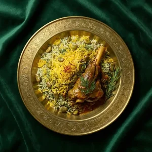 باقالی‌پلو با ماهیچه گوسفندی مخصوص ساسانی‌نژاد