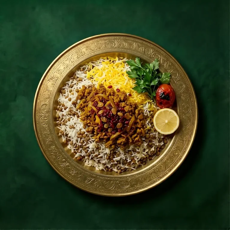 عدس پلو با گوشت و کشمش