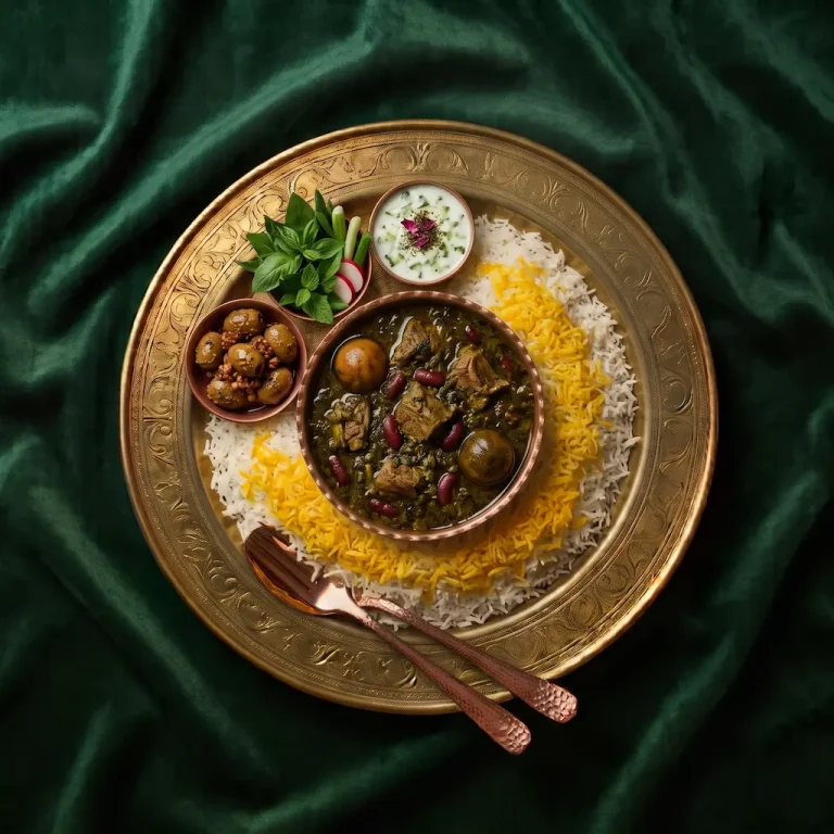 چلو قرمه سبزی گوساله