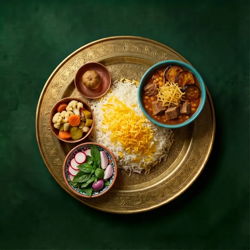 چلو خورشت قیمه بادمجان گوساله