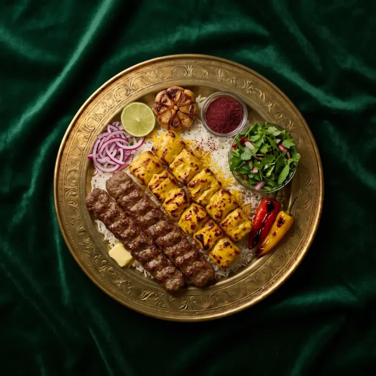چلو کباب وزیری (لقمه ۱۵۰ گرم + جوجه ۱۵۰ گرم)