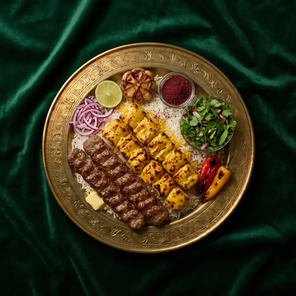 چلو کباب وزیری (لقمه ۱۵۰ گرم + جوجه ۱۵۰ گرم) چلو کباب وزیری (لقمه ۱۵۰ گرم + جوجه ۱۵۰ گرم)